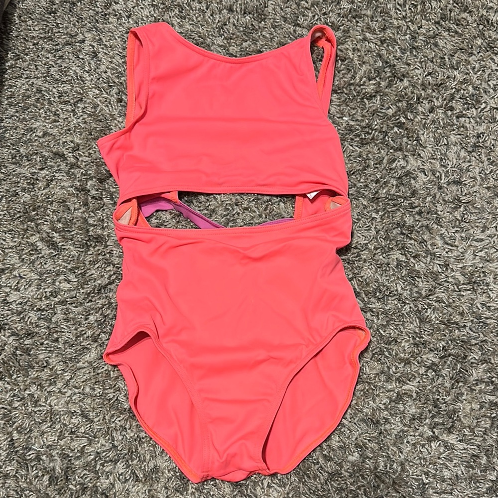 Balera Vibrant Pink and Purple Cutout Dance Leotard